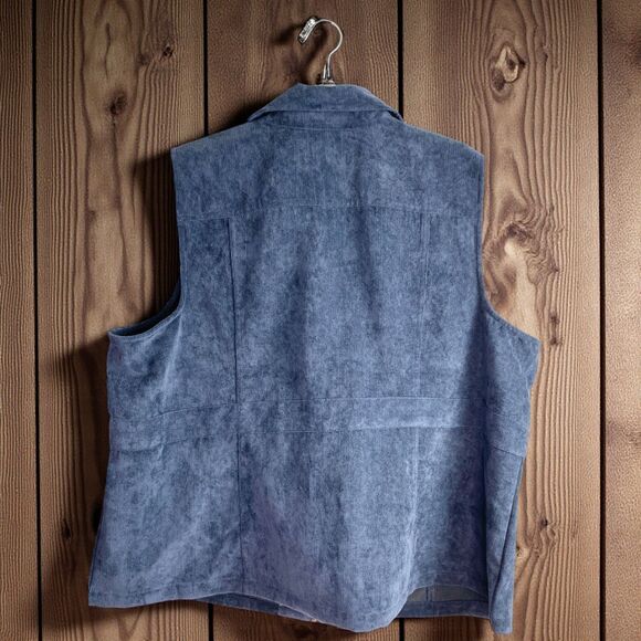 CJ Banks 2X Plus Women’s Blue Corduroy Vest Full Zip Pockets Fall Layering NWT - Picture 2 of 8